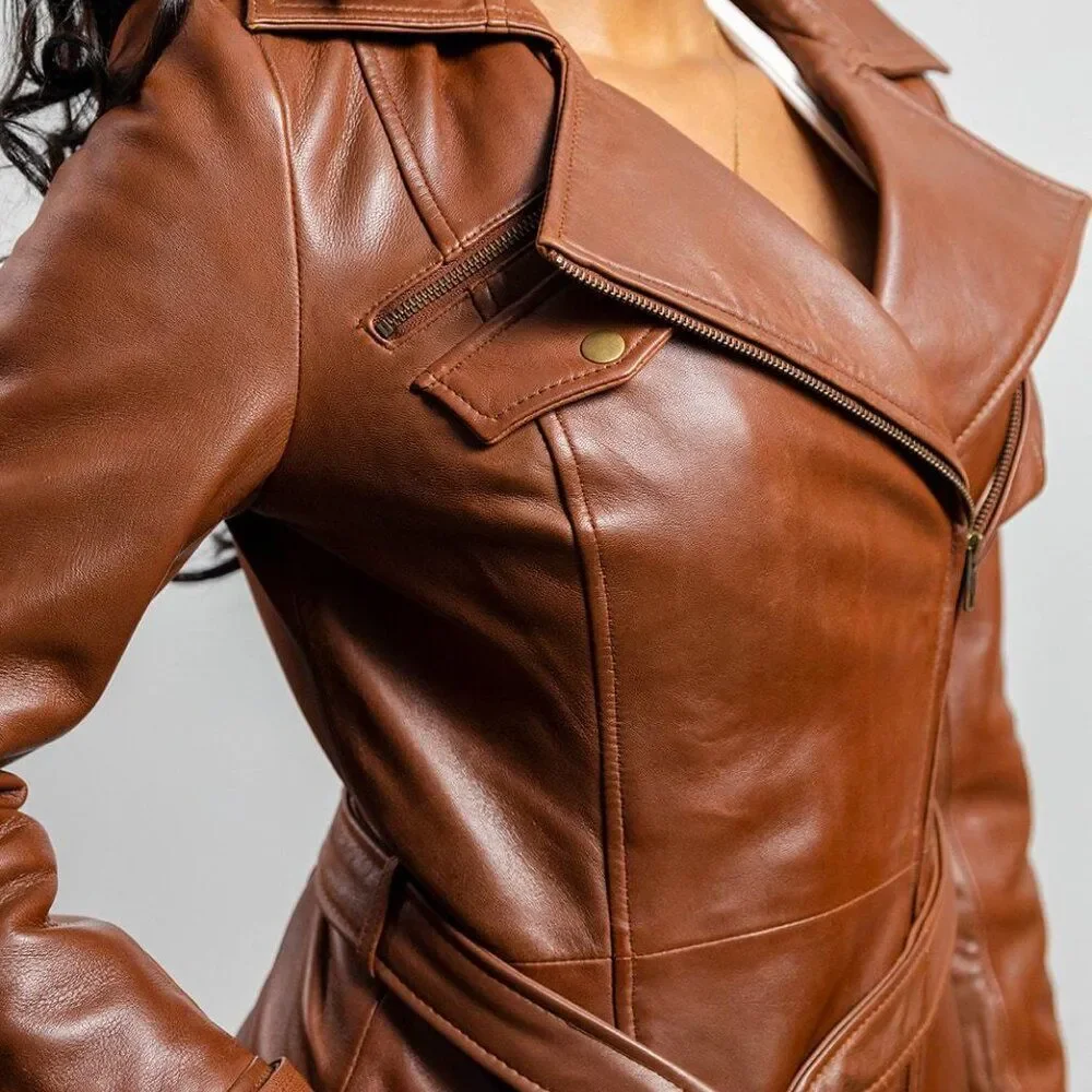 Traci Leather Trench Coat